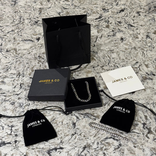 5mm Cuban Chain & Bracelet Gift Set - (Silver)