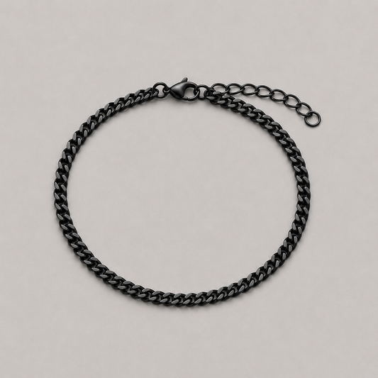 Classic Stainless Steel Cuban Chain Bracelet - Black