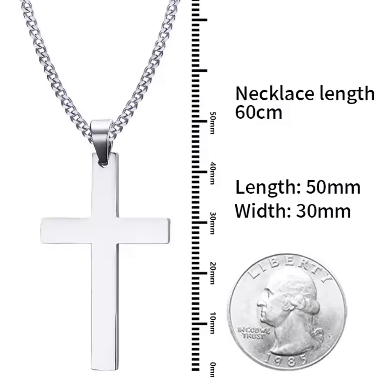 Stainless Steel Cross Necklace Crucifix Pendant