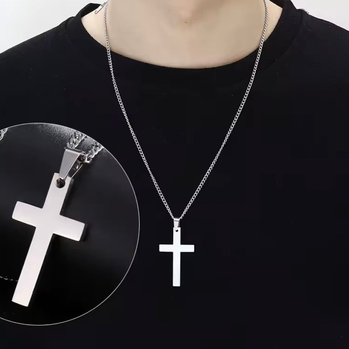 Stainless Steel Cross Necklace Crucifix Pendant