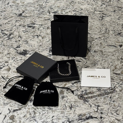 7mm Cuban Chain & Bracelet Gift Set (Silver)
