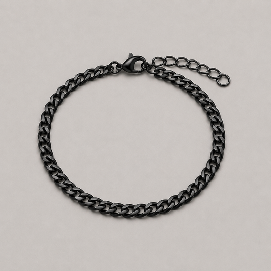 Classic Stainless Steel Cuban Chain Bracelet - Black