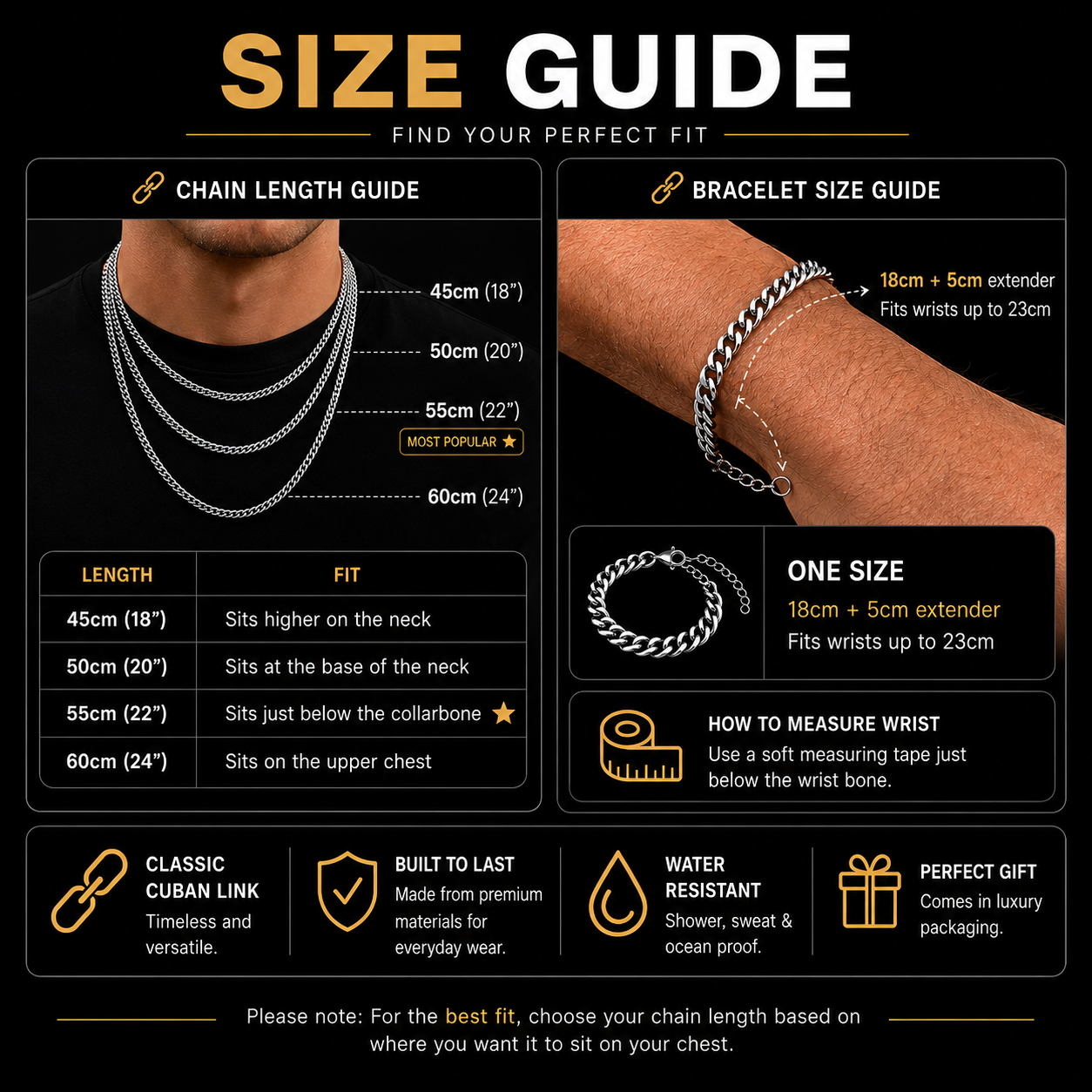 7mm Cuban Chain & Bracelet Gift Set (Silver)