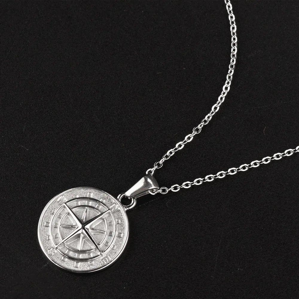 Compass Pendant Necklace (Silver)