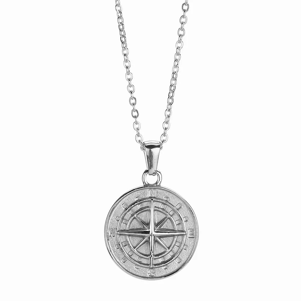 Compass Pendant Necklace (Silver)